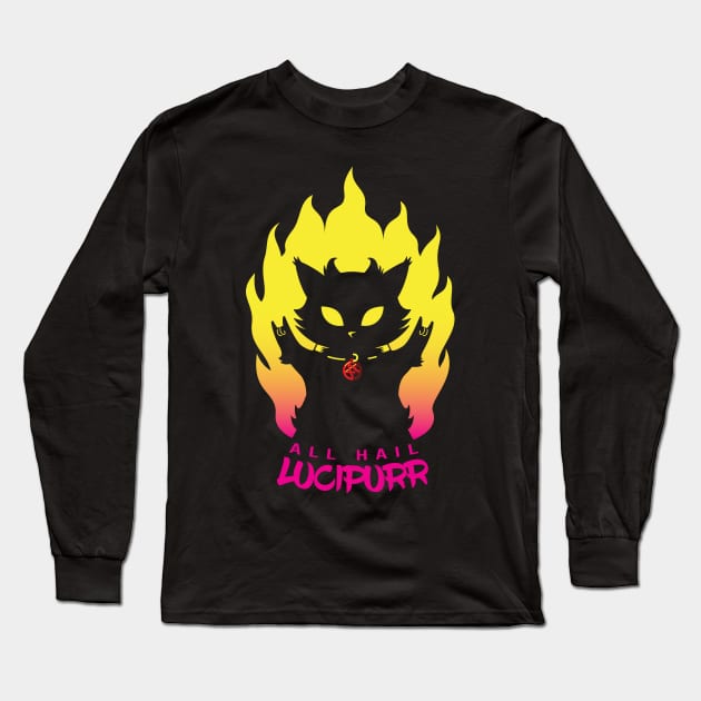 All Hail Lucipurr Long Sleeve T-Shirt by HyperVillainy